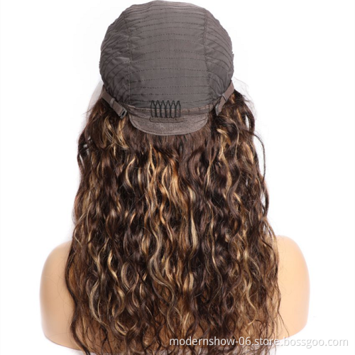 Cheap Swiss Lace Wig For Women Raw Virgin Unprocessed Long Hair Wig Modern Show 4/27 Highlights Blonde Color Wig With Baby Hair